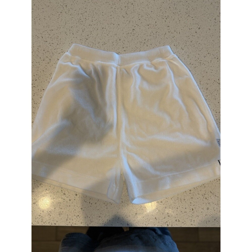 Ativa Shorts Elastic Waist White M 76% Cotton Pull On Flat Front Women's